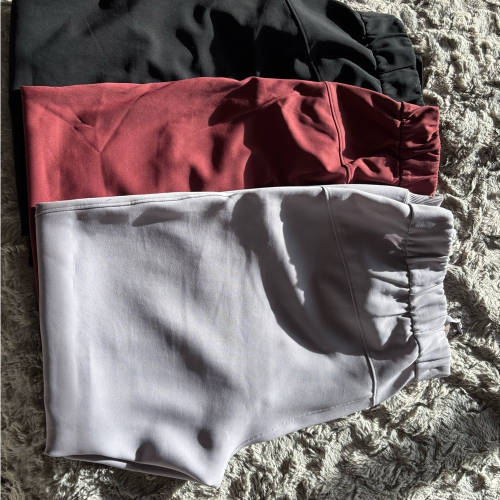 lululemon athletica Joggers in Black, Burgundy, and Light Gray